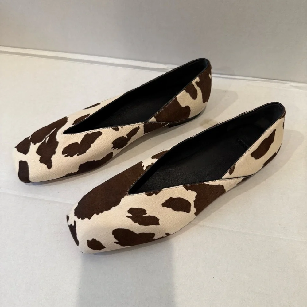 Vince Carmen Haircalf Flats | Cow Print | Size 6 | NWOB